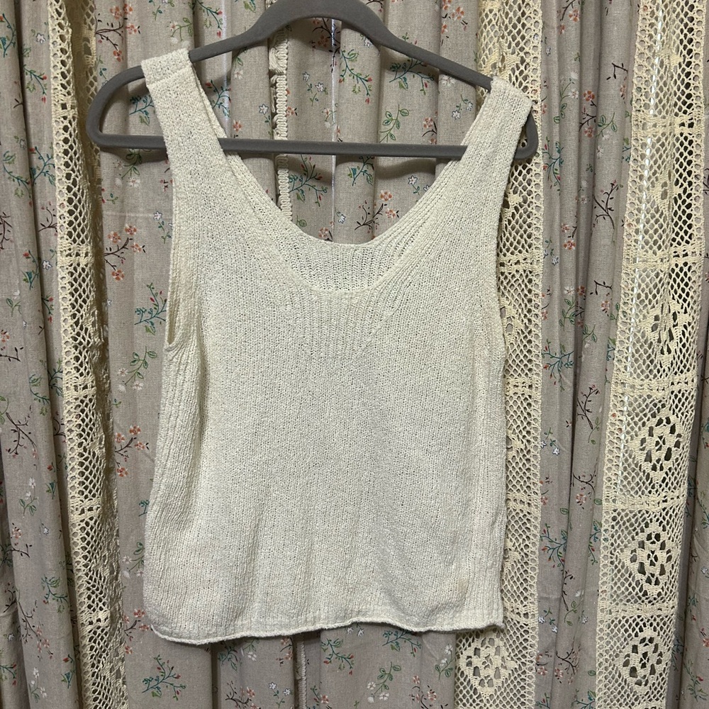 3/$30 Madewell V-Neck Cream Sweater Knit Tank Sleeveless Size‎ XS